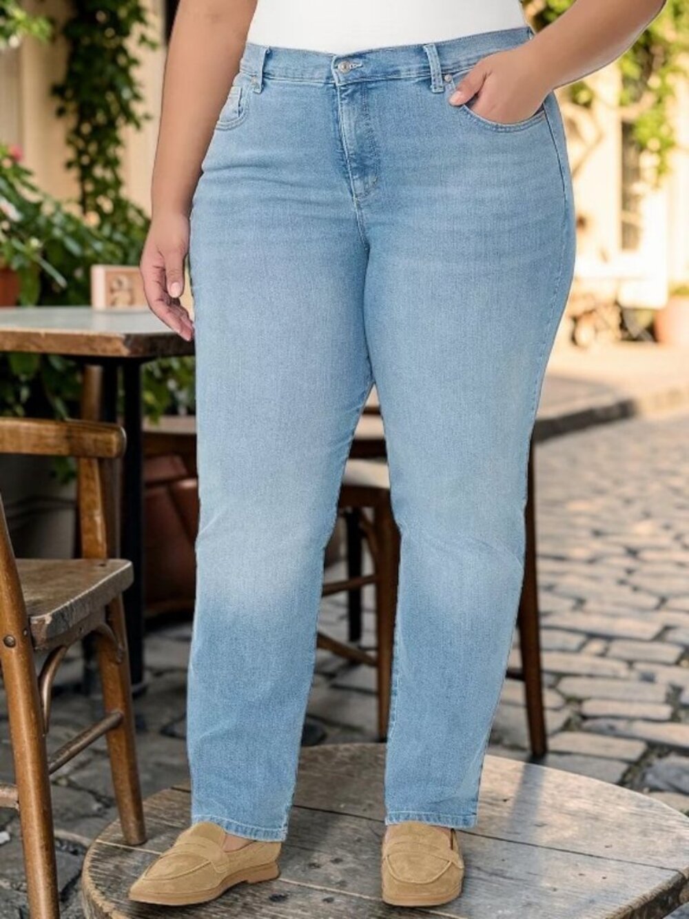 Gloria Vanderbilt Light Blue Straight Leg Jeans - Comfy Stretch - 20W (2X)